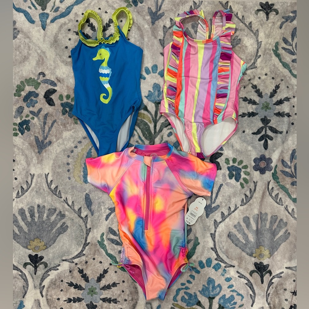 3 Pack Girls’ 4T One- Piece Swimsuits —New or Never Worn!